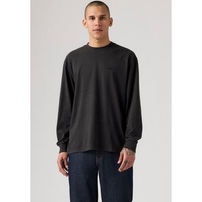 Langarmshirt LEVI'S, Herren, Gr. XL, mineral schwarz garmen, Jersey, Obermaterial: 100% Baumwolle, normal normal, Rundhals, Shirts Langarmshirt, GARMENT- Färbung