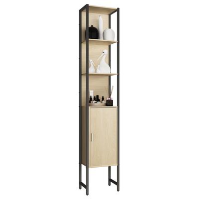 Hochschrank VCM "Holz Metall Badmöbel Badschrank Hochschrank Edino", braun (honig, eiche), B:33cm T:30cm, Obermaterial: 90% Holz Wood. 10% Metall MT., Schränke, Hochschrank