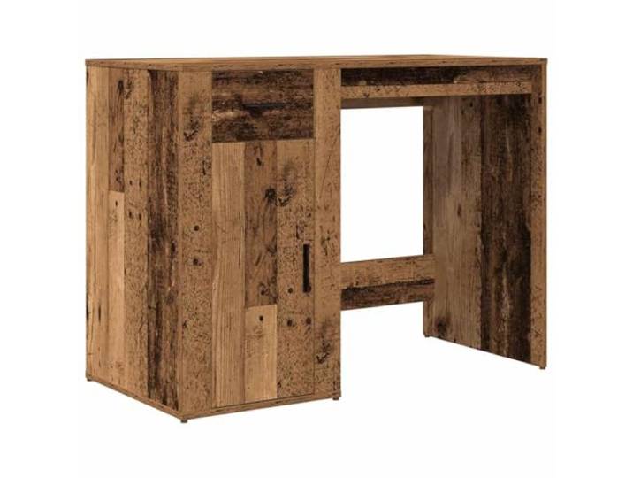 HKLGBVCR Schreibtisch, altes Holz, 100 x 49 x 75 cm, Holz 1 Schublade, 1 Schrank, Staubtür, Wandbefestigung inklusive, Montage links oder rechts, Oberfläche resistent gegen