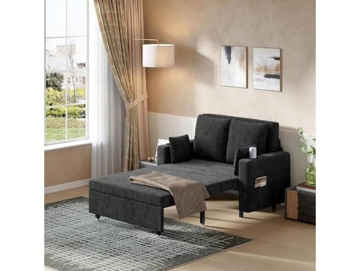Acekool 3‑In‑1 Schlafsofa‑Loveseat, USB‑Anschluss, Getränkehalter Ausgeklappt 190 x 117 x 70 cm, Ausziehfunktion, USB‑& Type‑C‑Ladeanschluss, Getränkehalter, Seitentasche, Inklusive Kissen