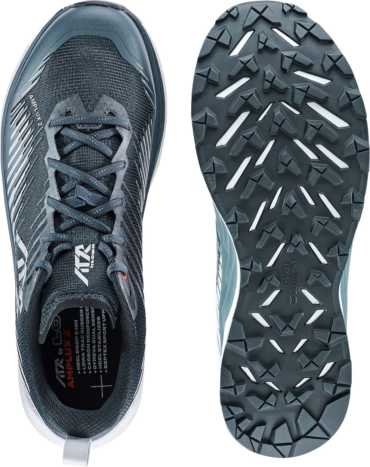 Trailrunningschuh LOWA "AMPLUX 2", Herren, Gr. 44,5, atmungsaktiv, blau (navy, grau), Textil, Schuhe Trailrunningschuh navy, grau 44,5, atmungsaktiv