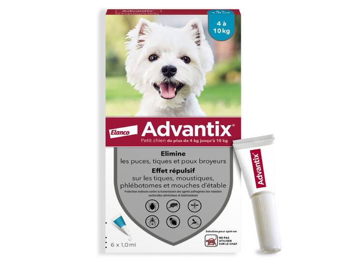 Advantix® Petits chiens – Traitement anti-puces et tiques – 4-10 kg – 6 pipettes