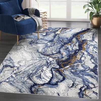 Abani Rugs Regal REG210A Blue Grey Marble Area Rug