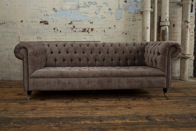 Chesterfield Big Design Lederen Woonkamerbank met 4 zitplaatsen