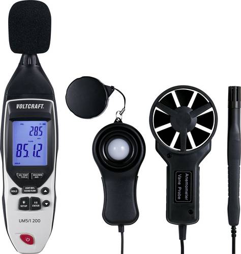 VOLTCRAFT UM5/1 200 Temperaturadapter -200 - 1372°C Fühler-Typ K Multifunktions-Umweltmessgerät 5in1