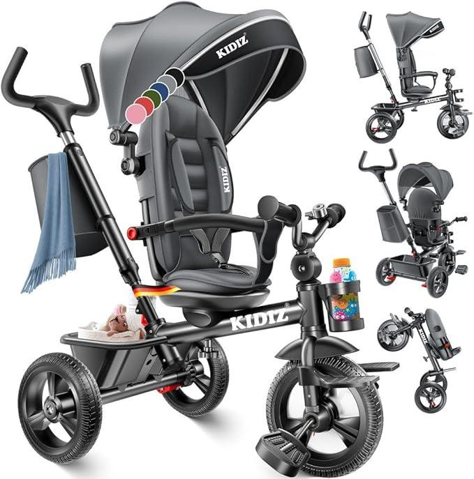 KESSER Driewieler 6-in-1 Kinderdriewieler met duwstang, grijs