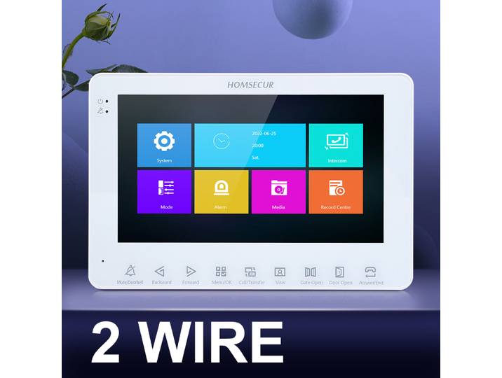 Moniteur intérieur HOMSECUR BA20B-W 7 pouces pour système d'interphone vidéo à 2 fils HDK
