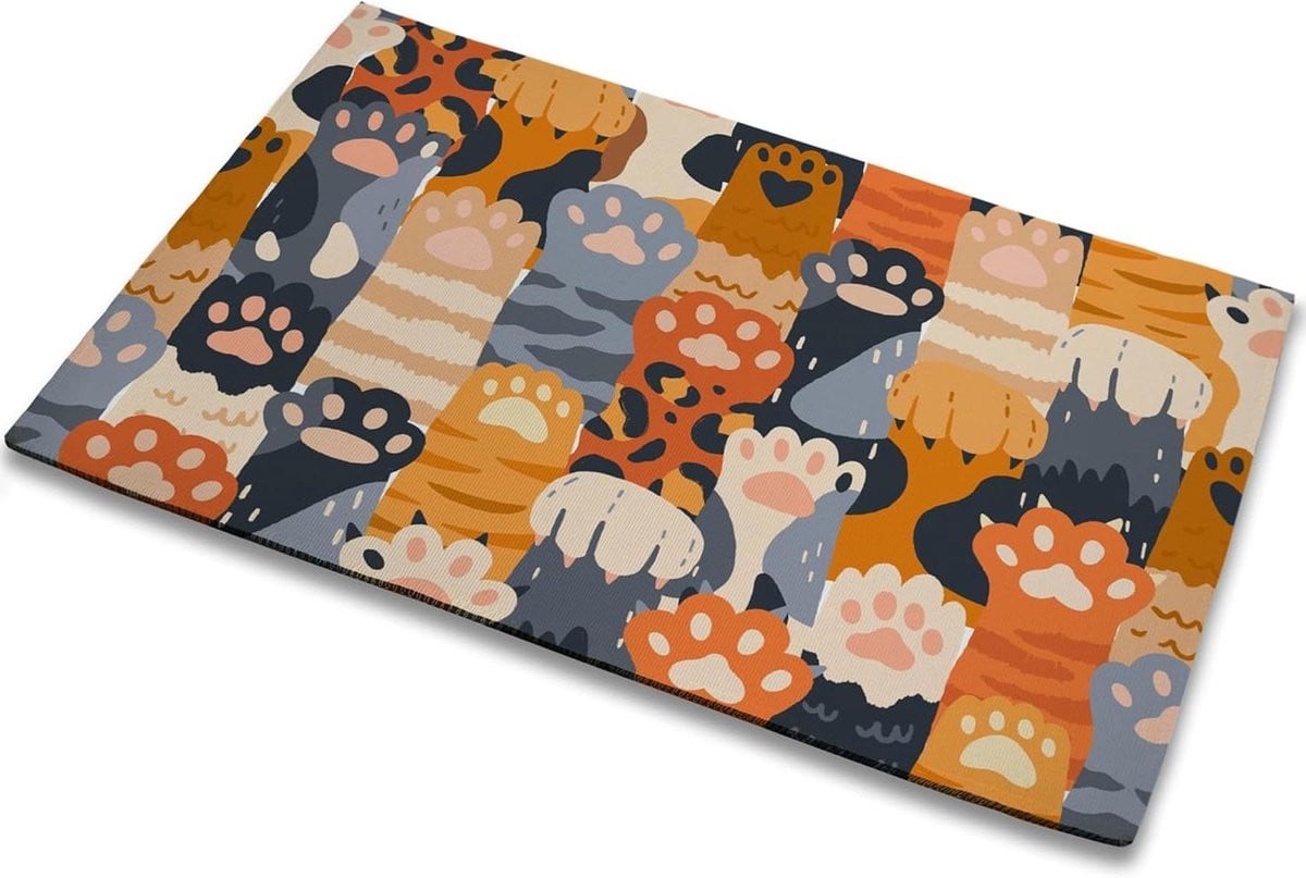 Grijs Deurmat Kattenpoten met Antislip onderkant - 43 x 76 cm