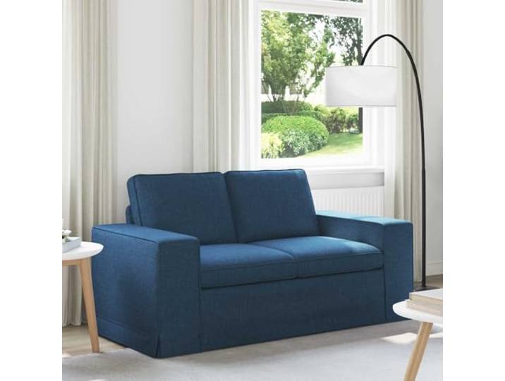 Sofa Blau 162 x 80 x 82 cm Stoff Modulares Ecksofa mit Metallrahmen Stabiler Metallrahmen, Schaum- und Faserfüllung, atmungsaktiver Bezug, flexibel umstellbar, schlichte schwarze Optik