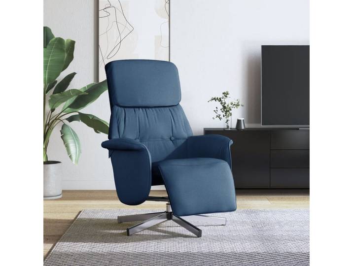 furnicato Relaxsessel mit Liegefunktion 71x91x105 cm Blau, 360 Grad drehbarer Ruhesessel mit manueller Liegefunktion