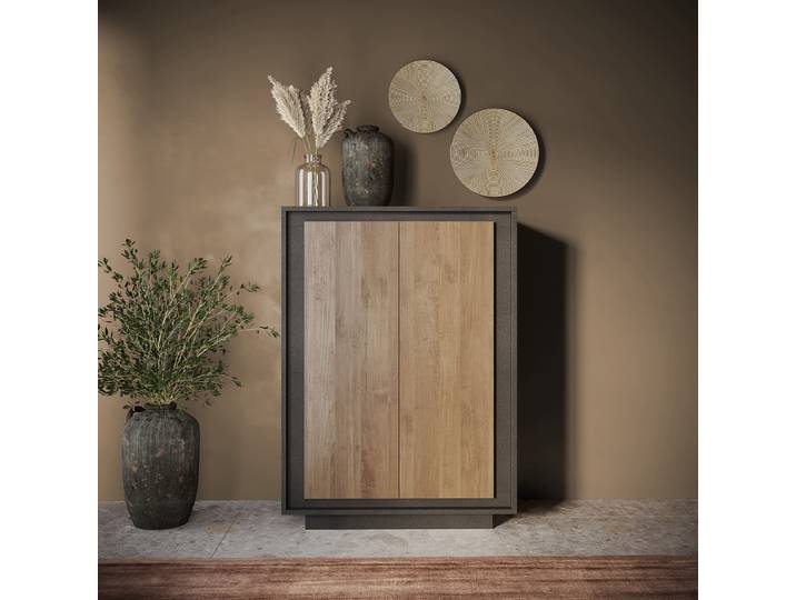 Haut buffet Sky 106 x 171 x 40cm Bois/Gris/Imitation chêne foncé/Graphite