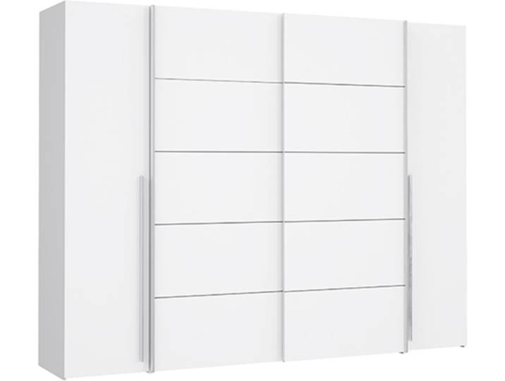 Armoire 2 portes coulissantes+ 2 battantes Narago Blanc - Basika