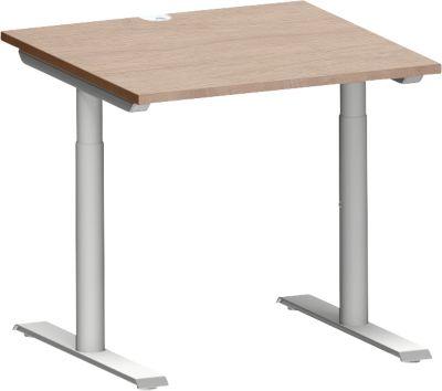 Schäfer Shop Genius Schreibtisch MODENA FLEX, T-Fuß-Rundrohr, B 800 x T 800 mm, Eiche-Dekor/weißalu