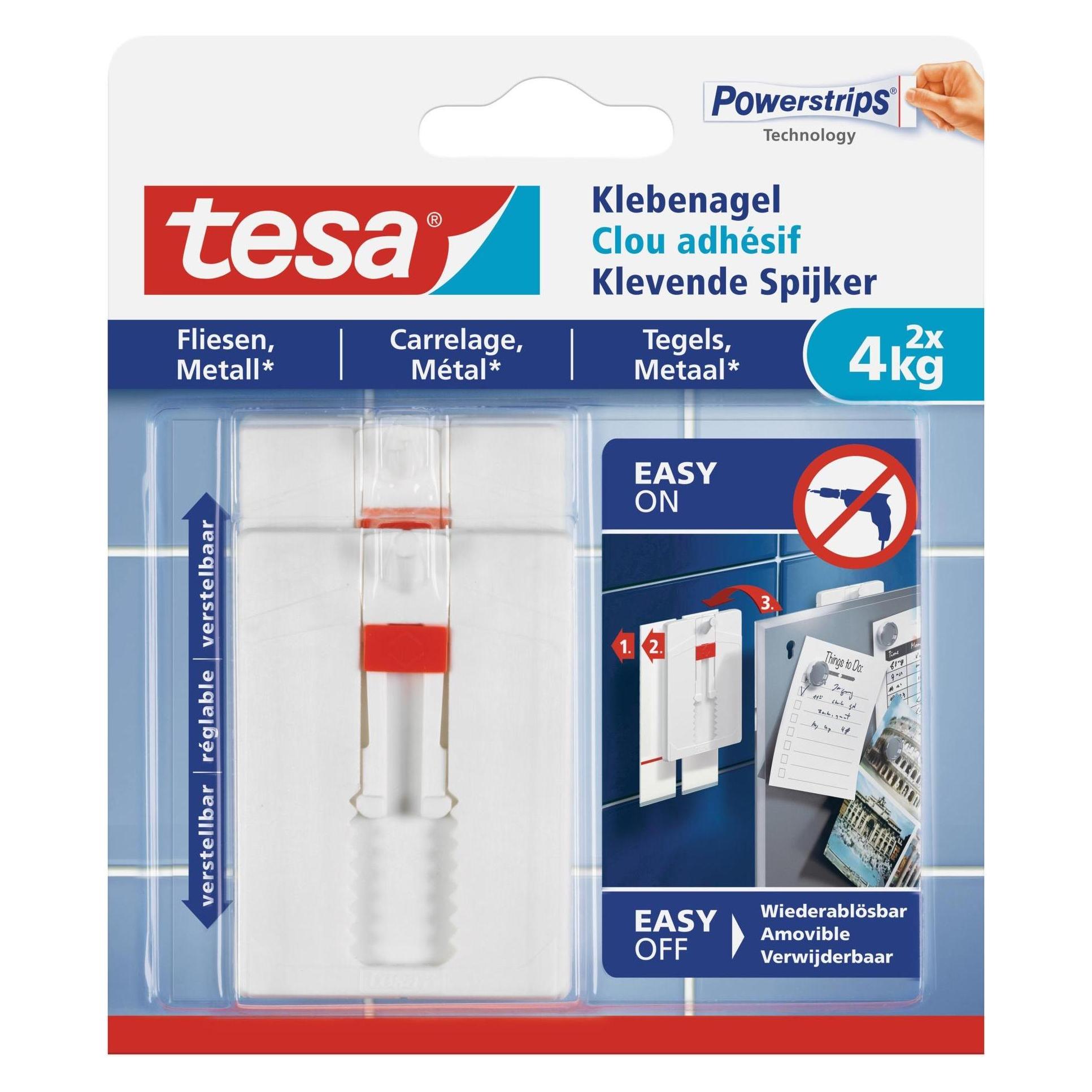 tesa Klebenagel für Fliesen & Metall, höhenverstellbar (77767-00000-00)