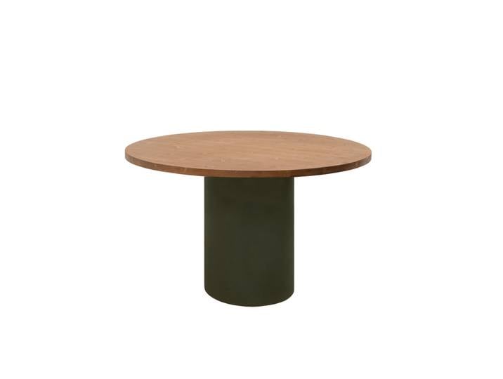 Table de salle à manger bois teinte marron pieds teinte terre 120cm