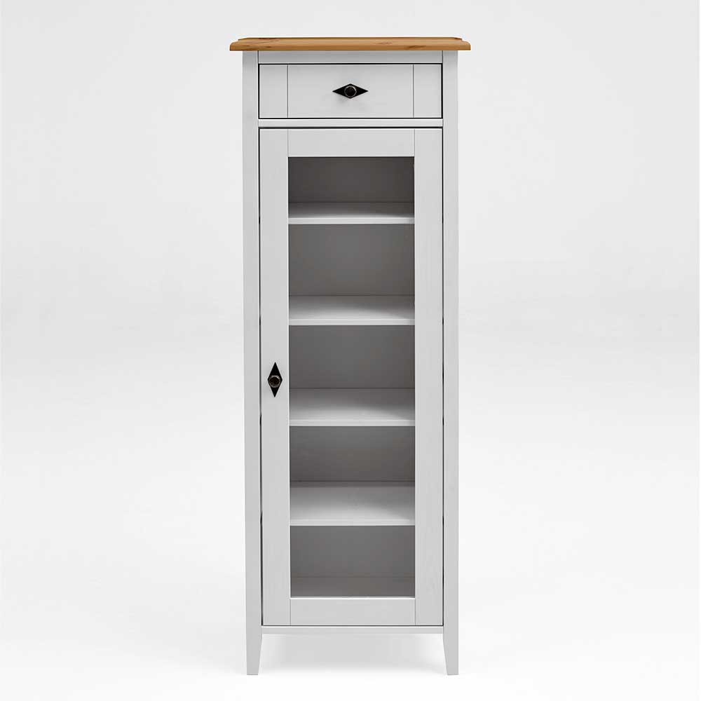Pharao24.de Badezimmer Vitrine in Weiß Kiefer teilmassiv 55 cm breit