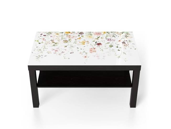 DEQORI Glastisch schwarz groß 90x50 cm Motiv Zarte Blütenpracht ausgefallener Beistelltisch aus Glas Hochglanz Couchtisch fürs Wohnzimmer moderner Couch Tisch mit Design