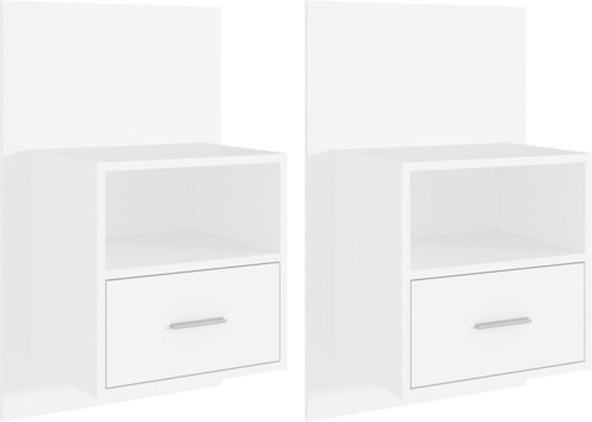 vidaXL Nachtkastjes - 2 stuks - Wandgemonteerd - Wit