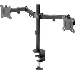 Digitus Klemmhalterung für digitale Dual-Monitore (Tisch, 32", 8 kg), Monitor Halterung, Schwarz