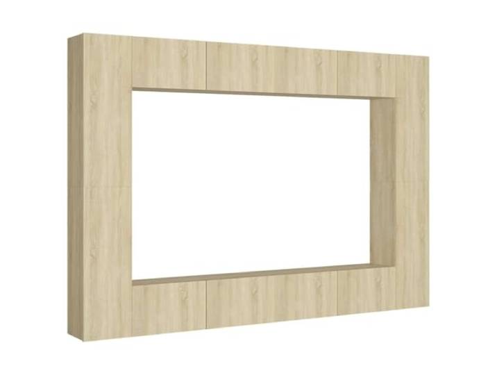 LMTYOENFG 8-tlg. TV-Schrank Set Wandmontiert Sonoma-Eiche Holzwerkstoff Wandhängendes Lowboard Set für Wohnzimmer und Schlafzimmer mit reichlich Stauraum für Receiver und Zubehör.