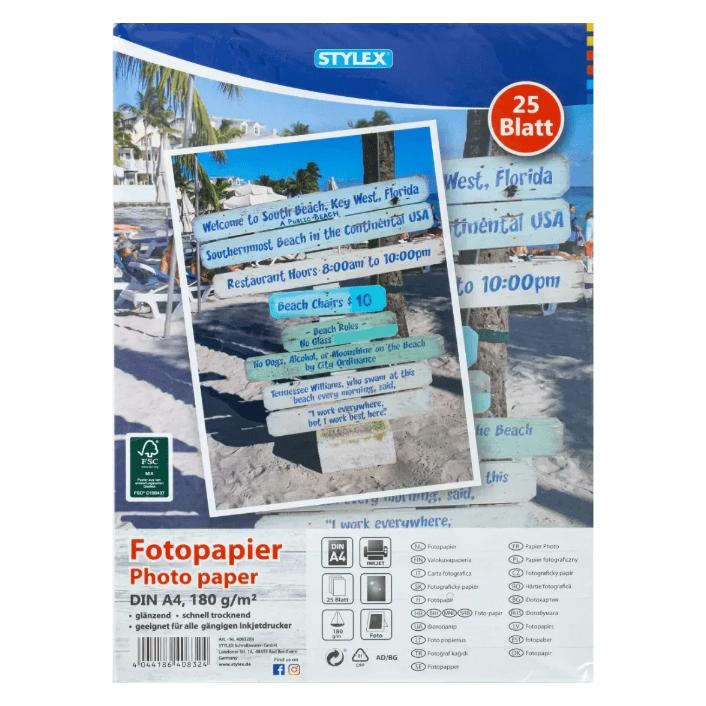 Stylex Fotopapier, A4, 180g, 25 Blatt, FSC 40832 (180 g/m², A4, 25 Stk.) (40832)