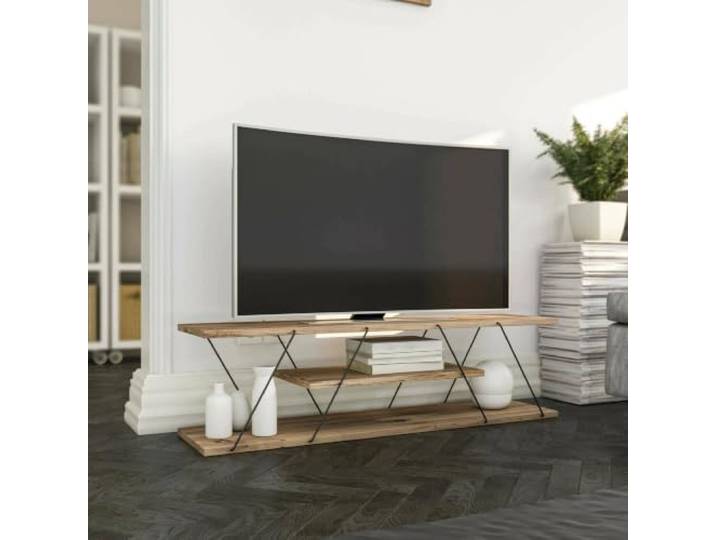 Dmora TV-Schrank Lysithea 120x30x33 cm Schwarz 3 Regale 2 Fächer