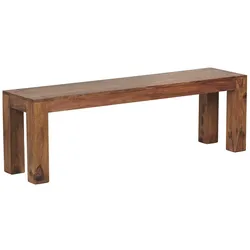 Sitzbank Landhaus-Stil: Massivholz Sheesham, 200 kg Belastung, handgefertigt. Braun, 140x35x45 cm | Kadima Design