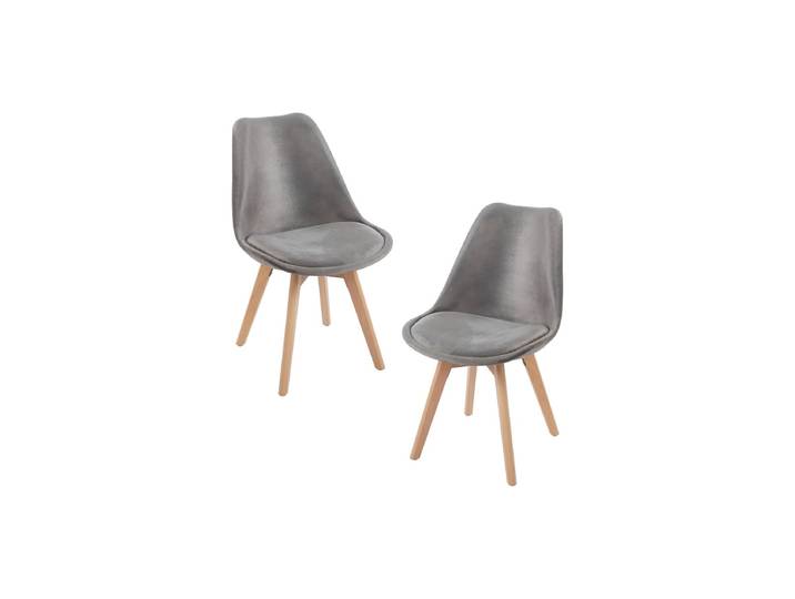 2er Set Synk Samt Stühle - Gris dunkel