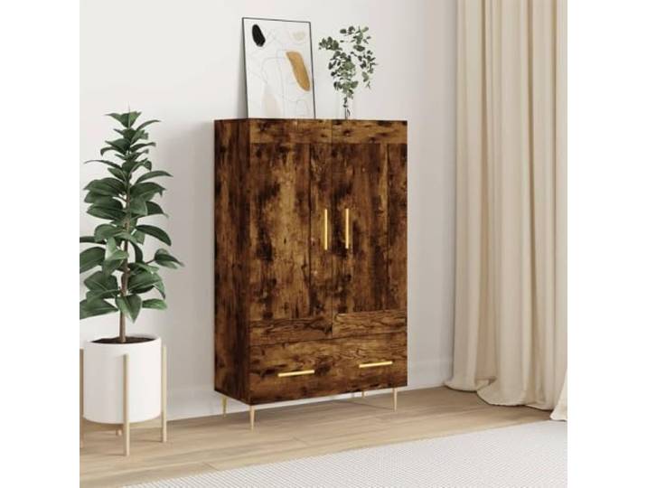 Highboard Räuchereiche aus Holzwerkstoff mit Präsentationsfläche für Deko, langlebiges Design gegen Feuchtigkeit mit viel Stauraum für Elegante Einrichtung, inklusive