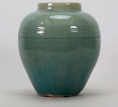 Artissance "8"" H Green Porcelain Vintage Style Vase w/2 lines Small, Home and Garden Décor"