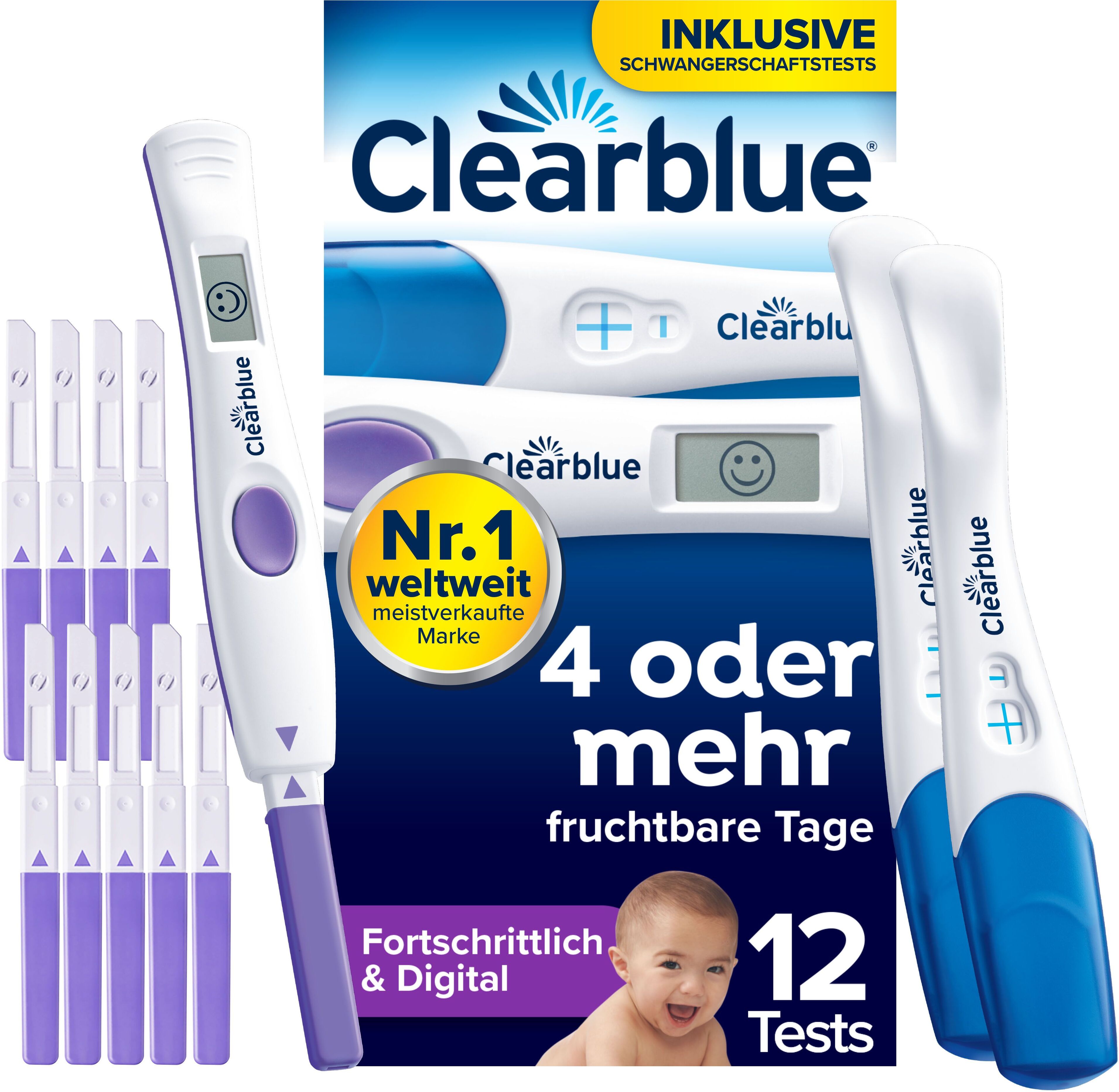 Clearblue Ovulation u.Schwangerschaftstest Kombip. 12 St Kombipackung