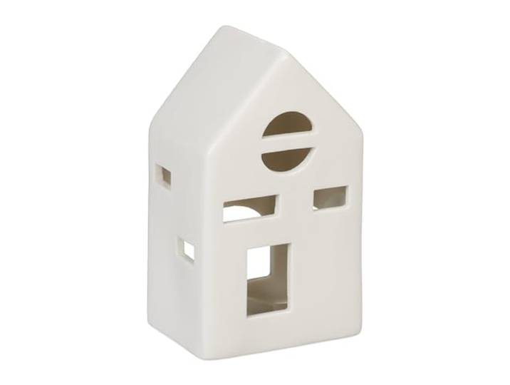 Relaxdays Photophore en Forme de Maison\, pour 1 Bougie Chauffe-Plat\, H x L x P : 12\,5 x 7 x 6 cm\, Blanc
