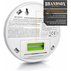 Brandson, Gefahrenmelder, 2x CO-Melder, Kohlenmonoxid Melder mit LCD Display, CO Alarm, Batteriebetrieben, Lauter Alarm 85dB