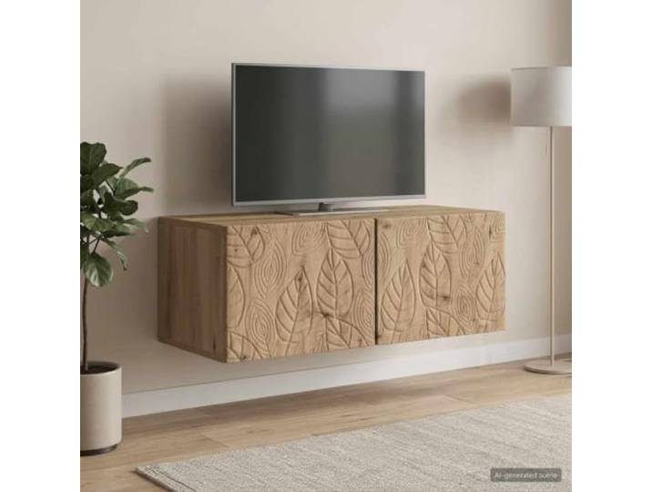 GKMBCVDFR Wandmontierter TV-Schrank 98x41x30 cm Artisan-Eiche Holzwerkstoff Wandmontage, 90°-Scharniere, pflegeleichte Oberfläche, vielseitiger Stauraum, Vintage-Design