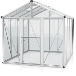 Vitavia Gewächshaus Zeus 8100 inkl. 2 Dachfenstern - 8,1 m2 -ESG 3 mm mit HKP-Dach 10 mm-Alu-blank eloxiert