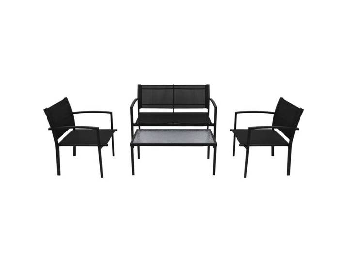 “Winter Sale TOP meuble d'extérieur arrière-cour terrasse Noir - Salon de jardin 4 pcs Textilène Noir PRO86293