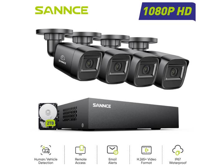 SANNCE 1080P système de caméra de sécurité 8CH Surveillance à domicile DVR caméra de vidéosurveillance extérieure avec Vision nocturne 100 pieds lecture intelligente