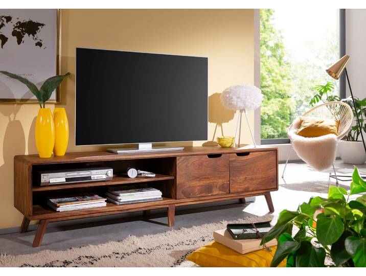 TV-Board Sheesham 180x40x48 walnuss gewachst MALMÖ 2 #122