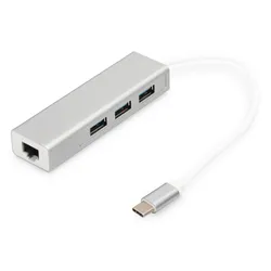 Digitus USB Typ C 3-Port Hub + Gigabit Ethernet