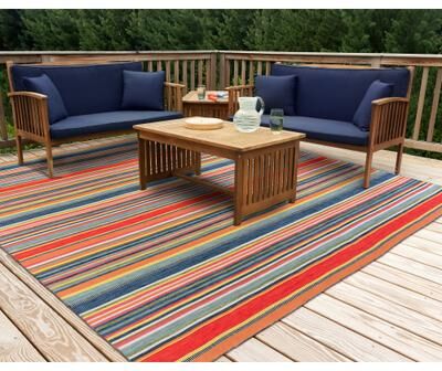 Lush Decor Sonoma Malibu Stripe Hand-woven Indoor/ Outdoor Area Rug