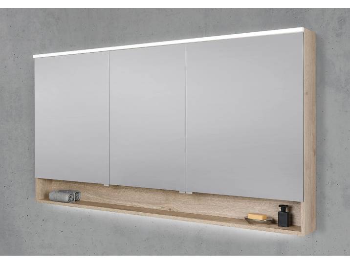 Spiegelschrank 170 cm mit offenem Fach Multilight-LED-Beleuchtung Doppelspiegeltüren