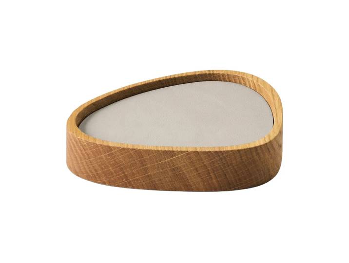 LIND DNA Set de dessous de verre Wood Box Nature-chêne, courbe, S, Nupo oyster white, 9 pièces