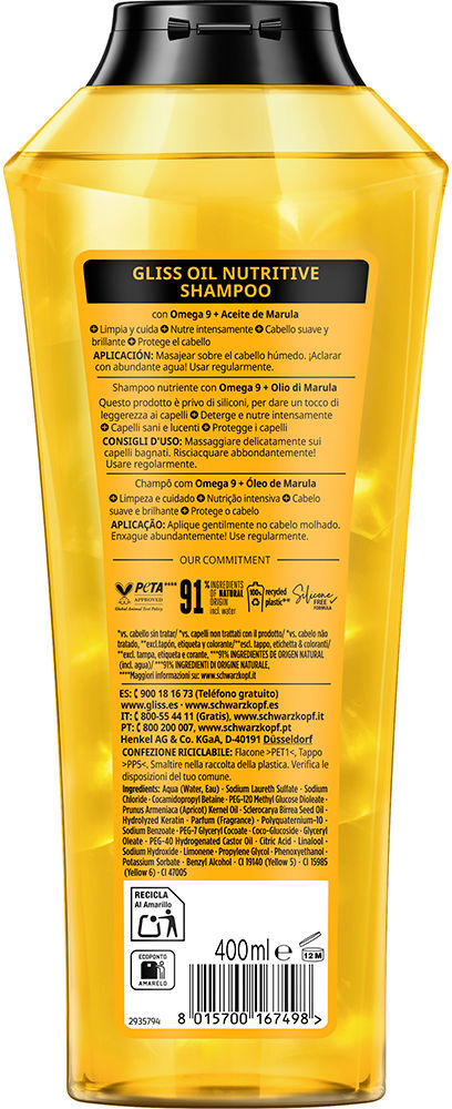 Schwarzkopf Mass Market Champô Nutritivo Gliss Oil 400 ml