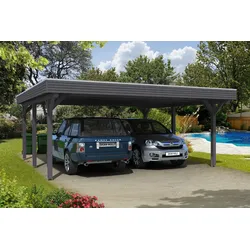 Skan Holz Spessart Doppelcarport Gr.1 611x604cm grau Holzcarport