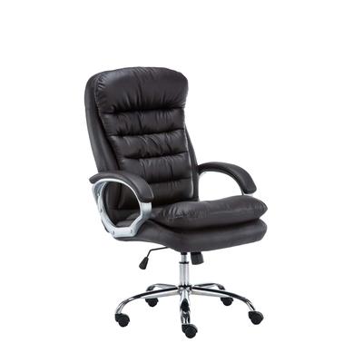 DELUKE® Bürostuhl SOUK - 116x68x77, Braun | Kunstleder | Metall in Chromoptik Gestell | ergonomische Bürostühle Homeoffice Stuhl mit Rollen