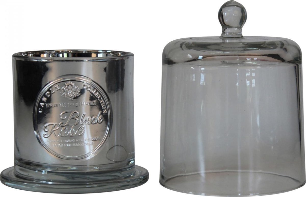 Luxe kaars onder stolp Metal PM Black Rose