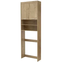 ML-Design ECD Germany Waschmaschinenschrank 187,5x63 cm Eichenoptik Hochschrank Badschrank Überbau Waschmaschine Trockner
