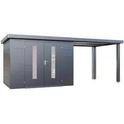 Finnhaus Wolff Metall-Gerätehaus "Elvar 5924",anthrazit,586 x 240 cm