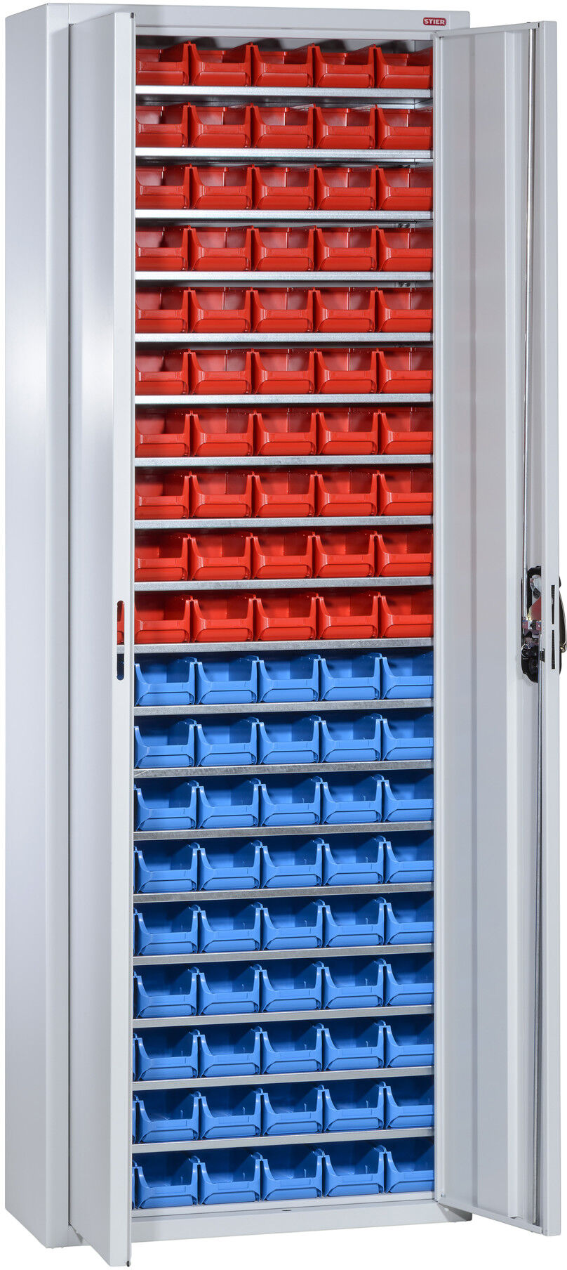 STIER Magazinschrank mit 114 Sichtlagerkästen, H1980xB700xT300mm (904252)