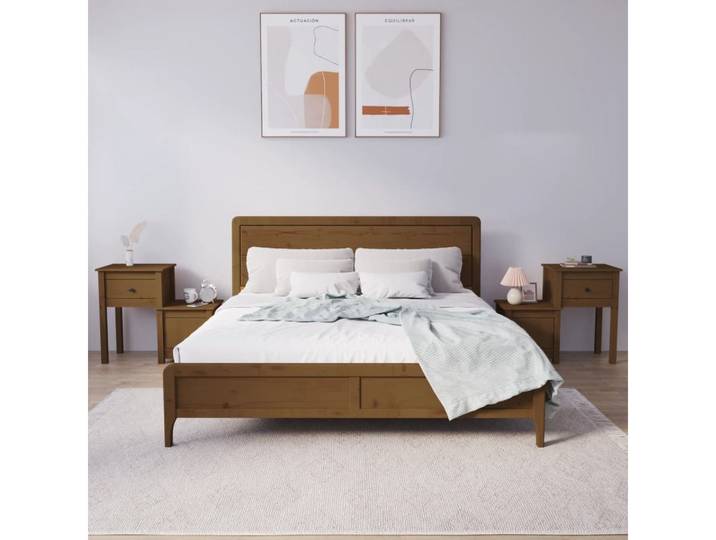 furnicato Nachttisch Nachttische 2 Stk. Honigbraun 79,5x38x65,5cm Massivholz Kiefer (2-St), Beistelltisch mit Schublade, Fach und flexibler Montageoption